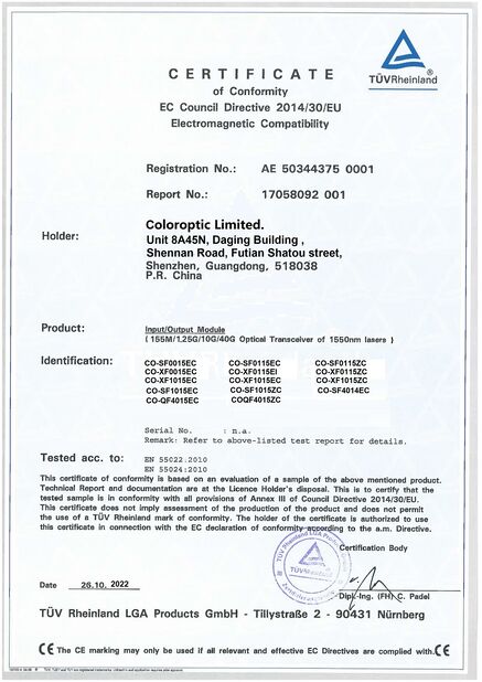 China Color Optic Limited certification