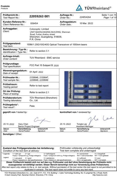 China Color Optic Limited certification